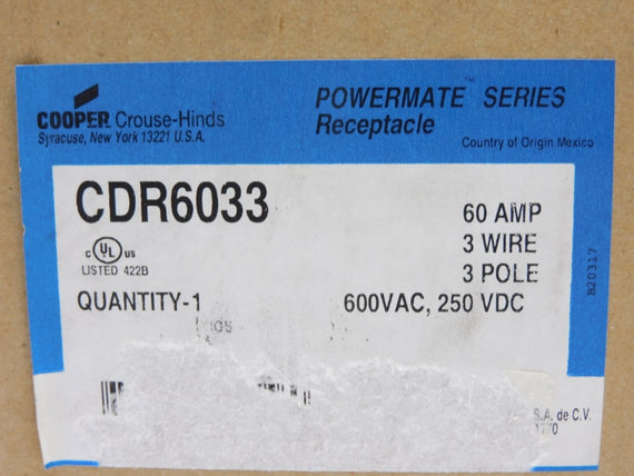 CROUSE HINDS CDR6033 600VAC 60A NSFS