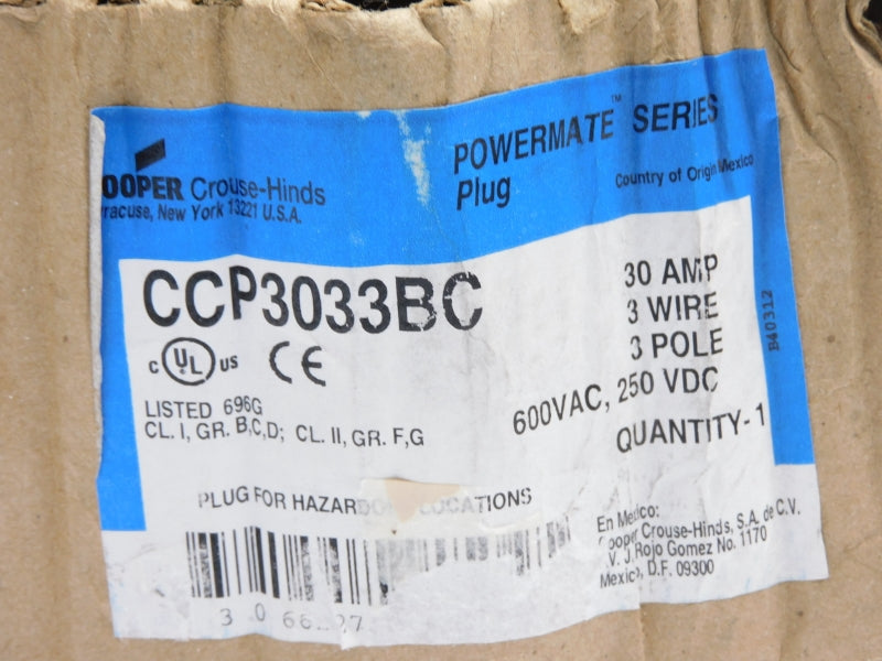 CROUSE HINDS CCP3033BC 600VAC 30A NSMP