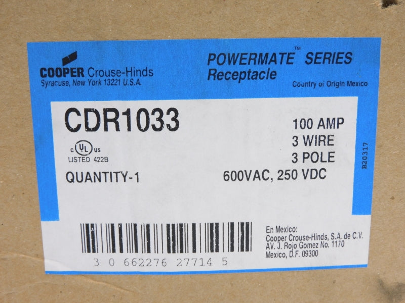 CROUSE HINDS CDR1033 600VAC 100A NSMP