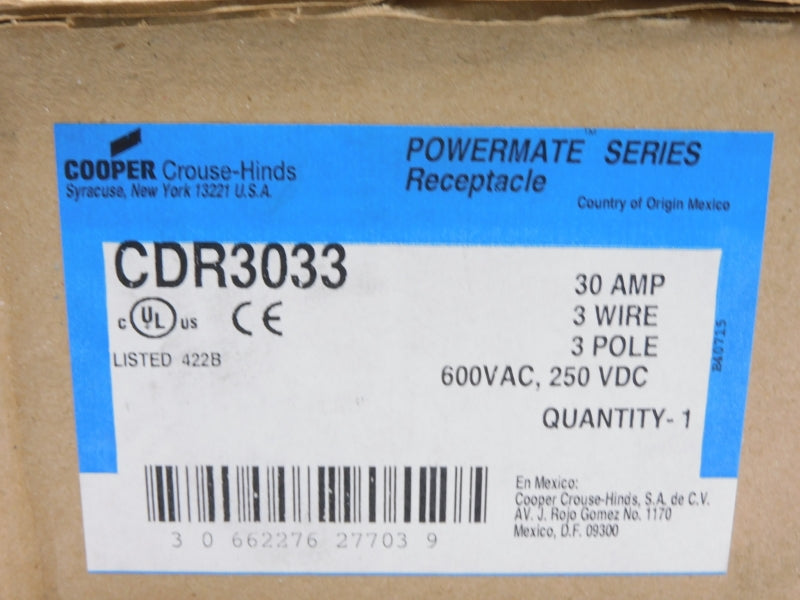 CROUSE HINDS CDR3033 600VAC 30A NSMP
