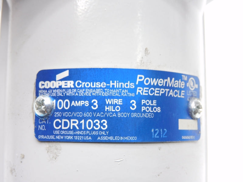 CROUSE HINDS CDR1033 600VAC 100A NSNP