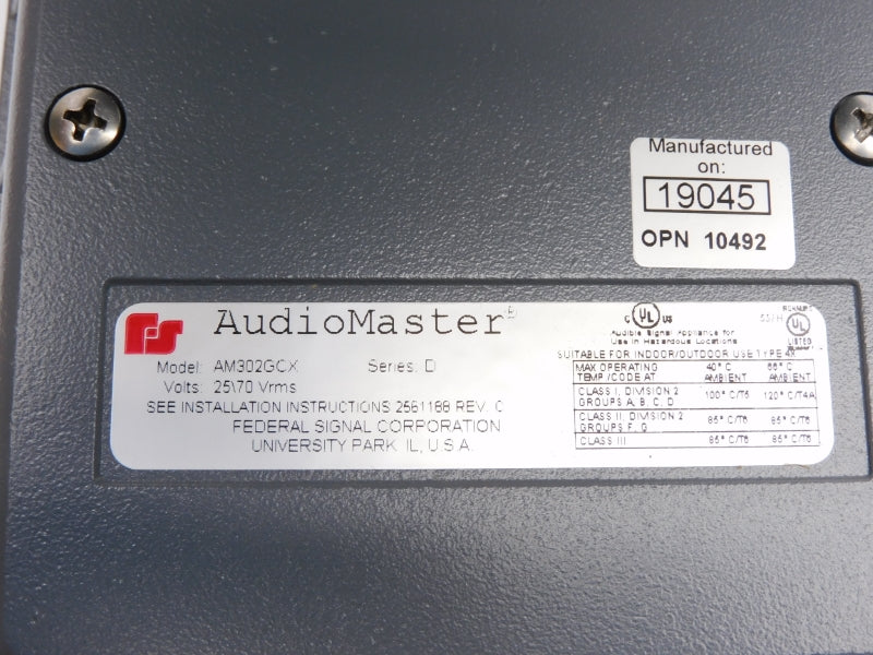 FEDERAL SIGNAL AM302GCX SER. D 25V NSMP