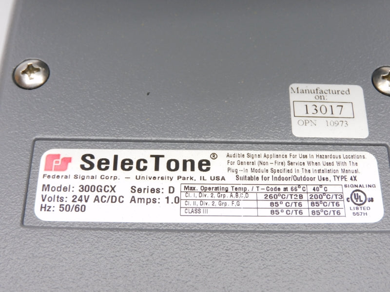 FEDERAL SIGNAL 300GCX-024 SER. D 24VAC/DC 1.0A NSMP