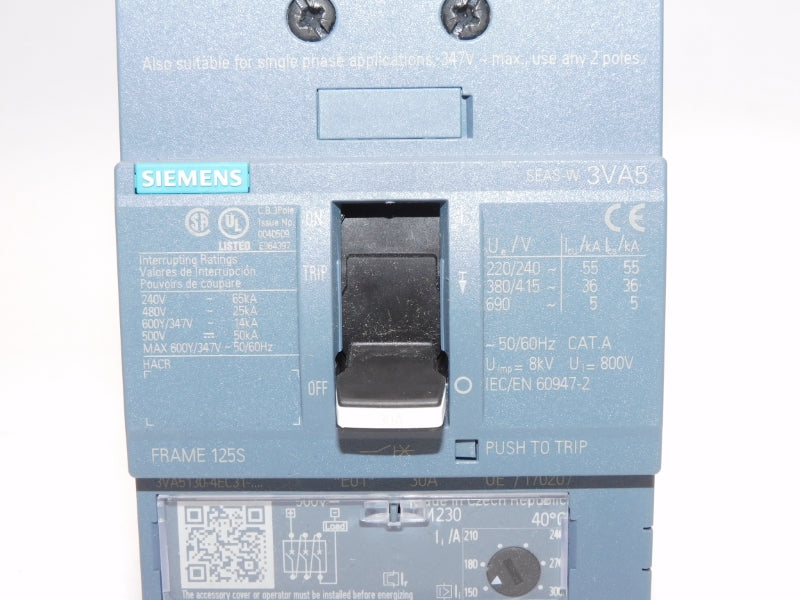 SIEMENS 3VA5130-4EC31-0AA0 347V 30A NSMP