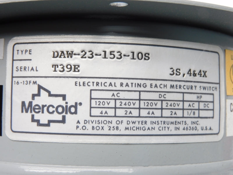 MERCOID DAW-23-153-10S 120/240VAC 4A 25-600PSI NSMP