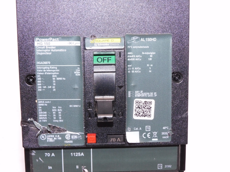 SQUARE D HGA36070 600V 70A (AS PICTURED) NSNP