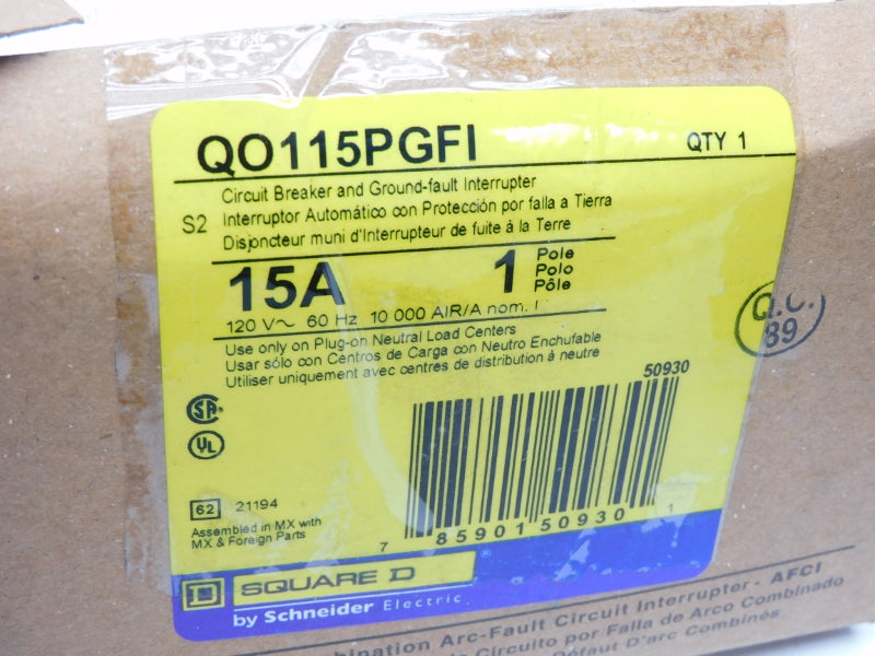 SQUARE D QO115PGFI 120V 15 NSMP