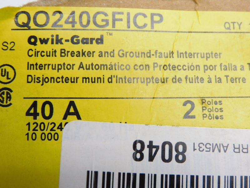 SQUARE D QO240GFICP 120/240V 40A UNMP