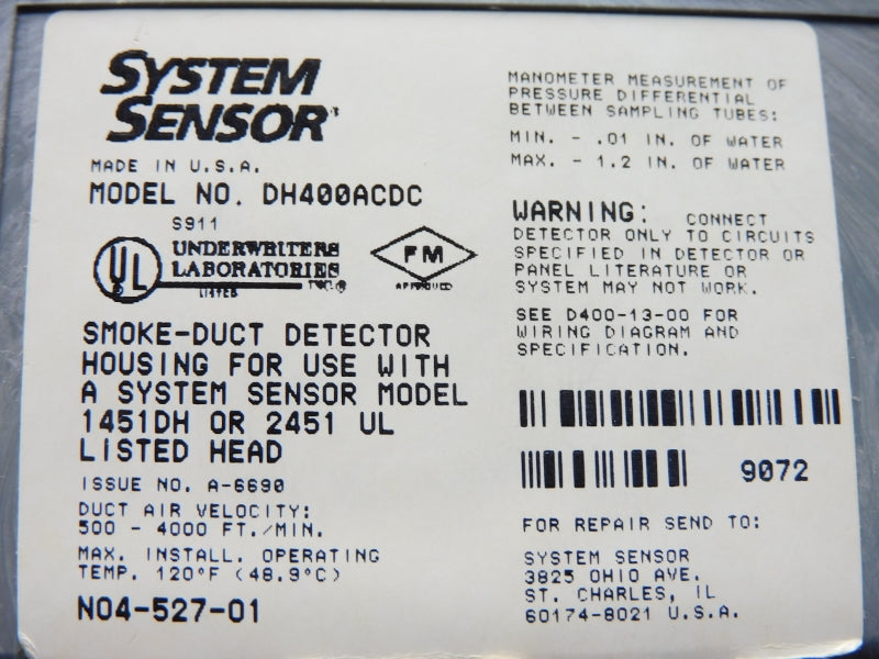 DUCT DH400ACDCP 240VAC NSMP
