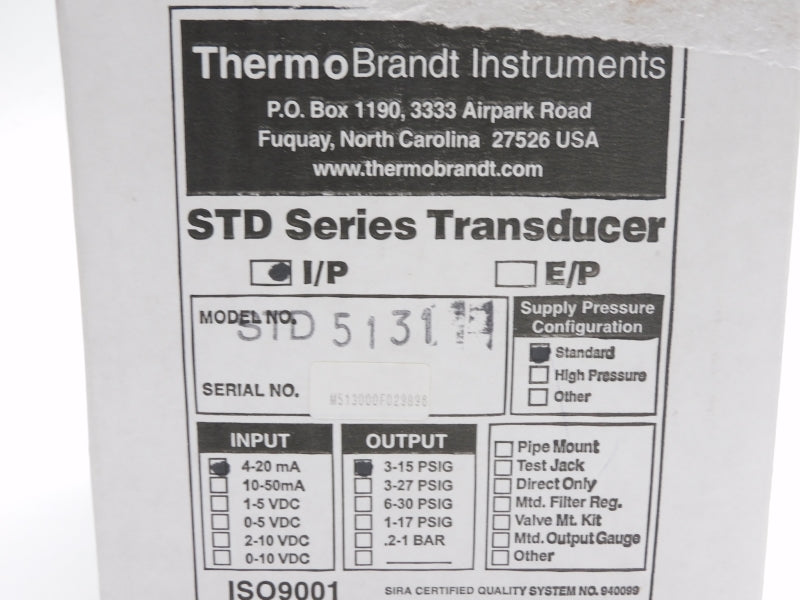 THERMO BRANDT INSTRUMENTS STD5131 3-15PSI NSMP