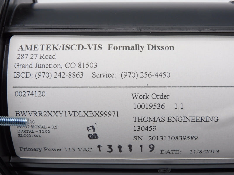 THOMAS ENGINEERING BWVRR2XXY1VDLXBX99971 ELC90164A 115VAC 0-30RPM NSMP