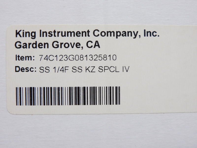 KING INSTRUMENT 74C123G081325810 200PSI NSMP