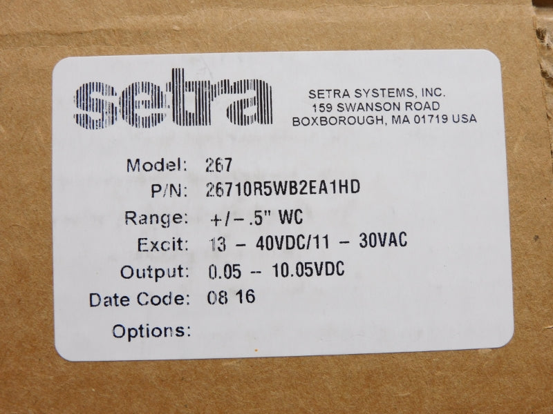 SETRA 26710R5WB2EA1HD 13-40VDC +/-0.5"WC NSMP