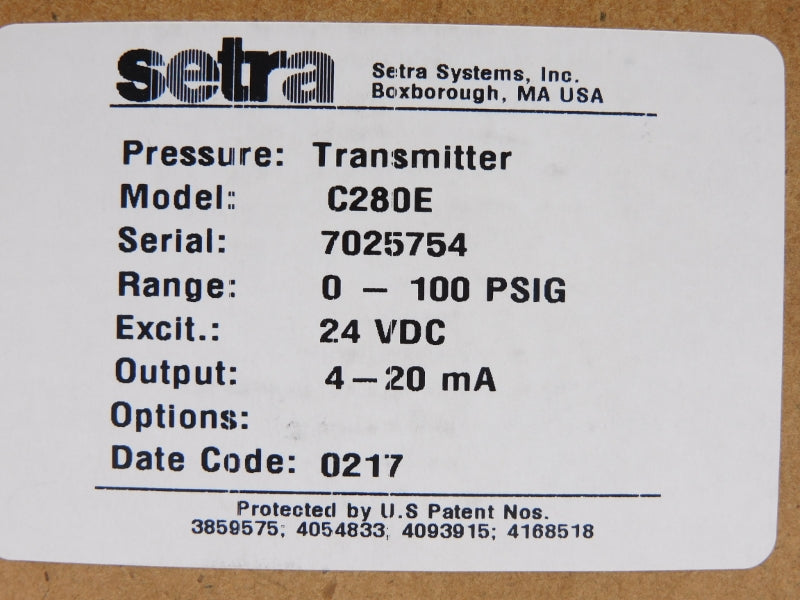 SETRA C280E 24VDC 0-100PSI NSMP