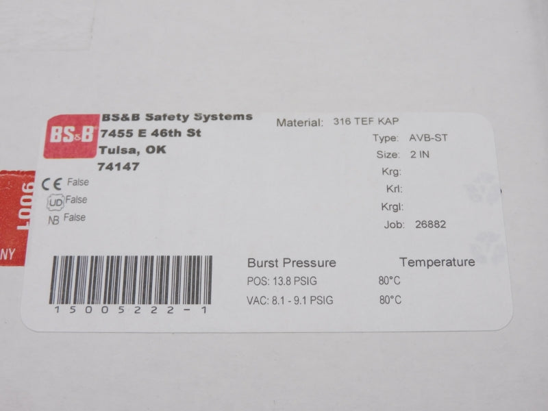 BS&B AVB-ST 13.8PSI 2" NSFS