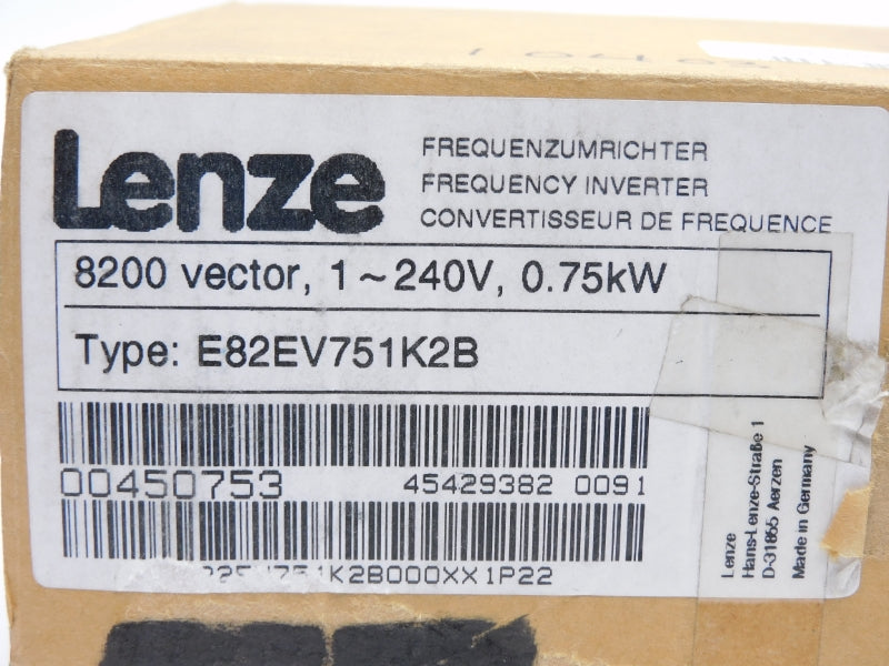 LENZE E82EV751K2B 240V 9.0A NSMP