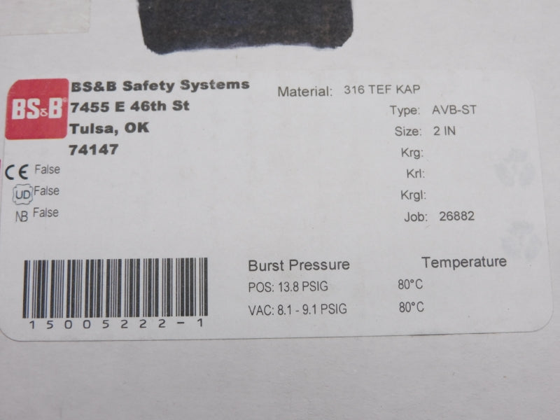 BS&B AVB-ST 13.8PSI 2" NSMP