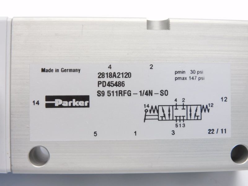 PARKER 2818A2120 S9511RFG-1/4IN-S0 147PSI (AS PICTURED) NSMP