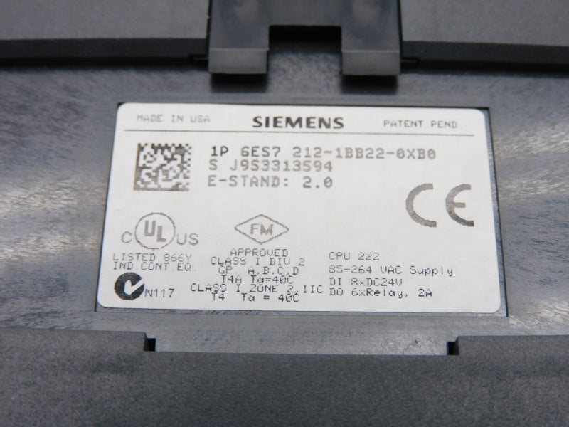 SIEMENS 6ES7212-1BB22-0XB0 24VDC 2A UNMP