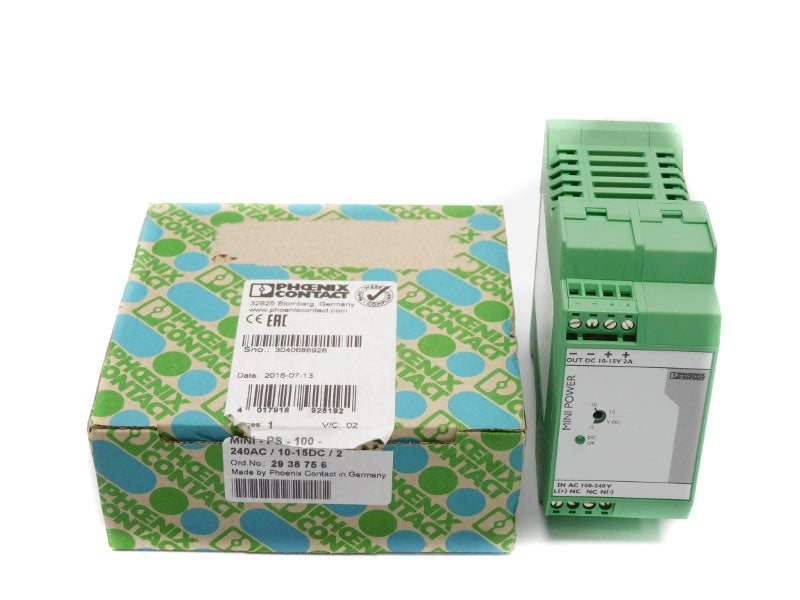 PHOENIX CONTACT MINI-PS-100-240AC/10-15DC/2 2938756 100-240VAC 1.0-0.5A NSMP