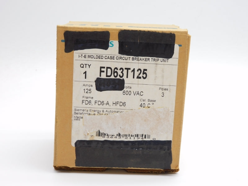 SIEMENS FD63T125 600VAC 125A NSMP