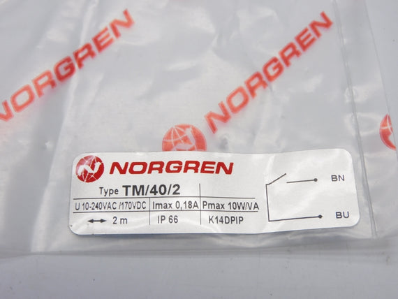 NORGREN TM/40/2 10-240VAC 0.18A 2M NSMP