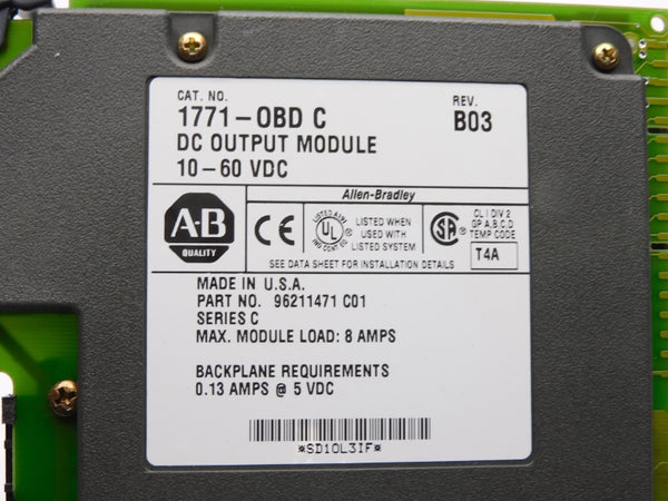ALLEN BRADLEY 1771-OBD SER. C 10-60VDC 8A (NO TERMINAL) UNMP