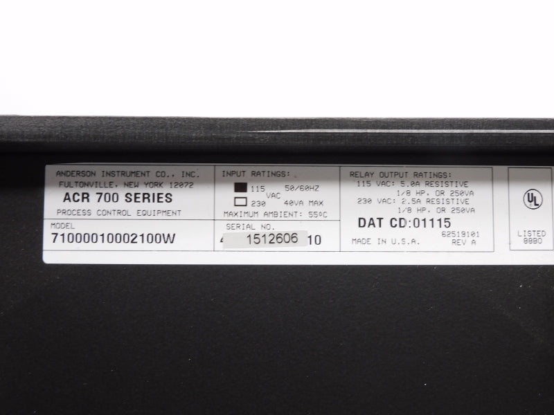ANDERSON INSTRUMENT 71000010002100W ACR-700 115VAC 5.0A (AS PICTURED) NSNP