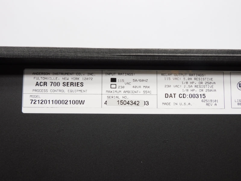 ANDERSON INSTRUMENT 72120110002100W ACR-700 115VAC 5.0A UNMP