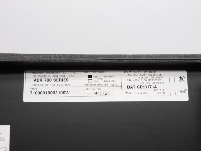 ANDERSON INSTRUMENT 71000010002100W ACR-700 115VAC 5.0A (AS PICTURED) UNMP