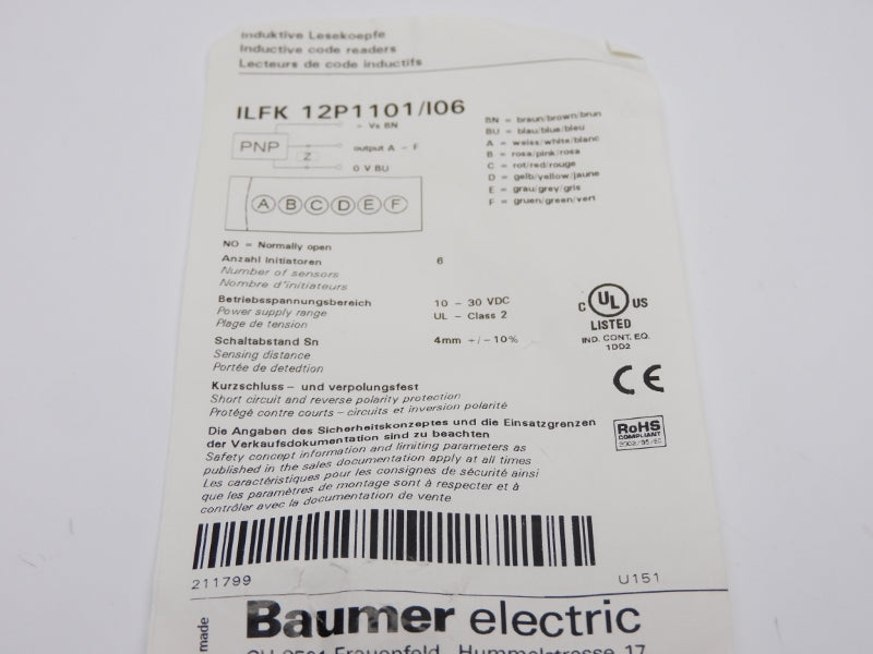 BAUMER ELECTRIC ILFK12P1101/I06 10-30VDC NSNP