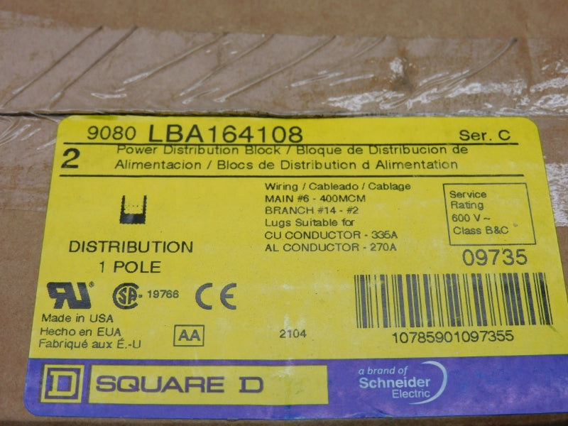 SQUARE D 9080LBA164108 SER. C 600V 335A (PKG OF 2) NSFS