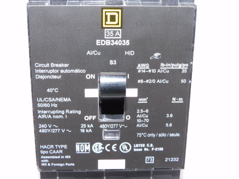 SQUARE D EDB34035 240V 35A (AS PICTURED) NSNP
