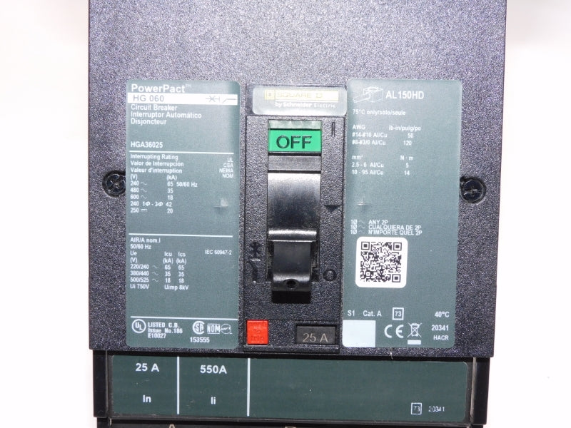 SQUARE D HGA36025 600V 25A NSMP