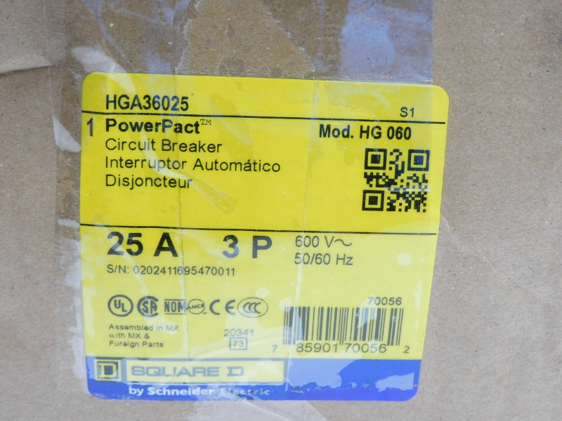 SQUARE D HGA36025 600V 25A NSMP
