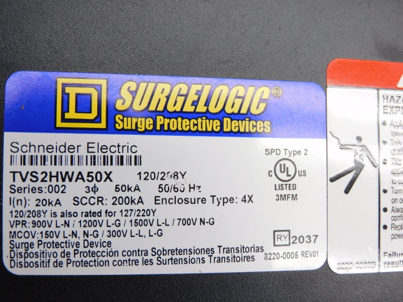 SQUARE D TVS2HWA50X SER. 002 120V NSMP