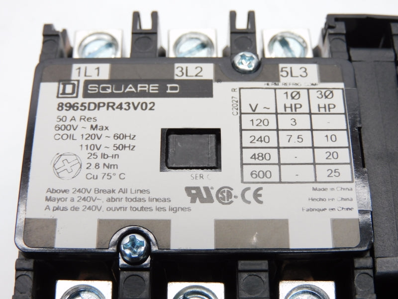 SQUARE D 8965DPR43V02 SER. C 110/120V 50A NSMP