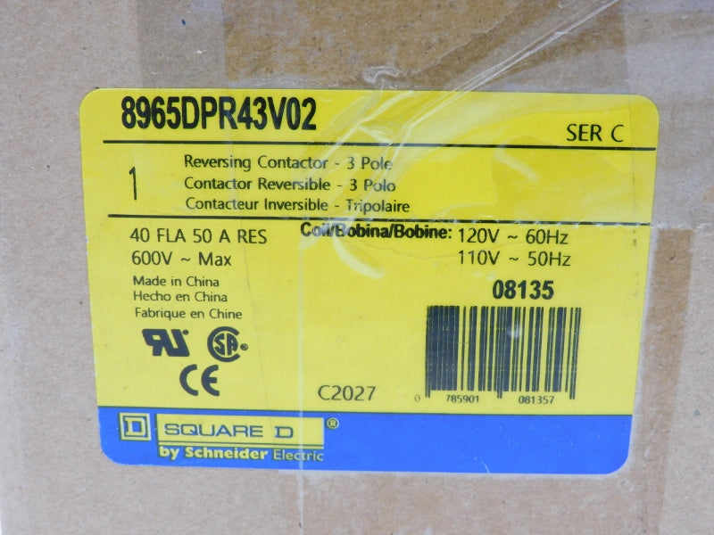 SQUARE D 8965DPR43V02 SER. C 110/120V 50A NSMP