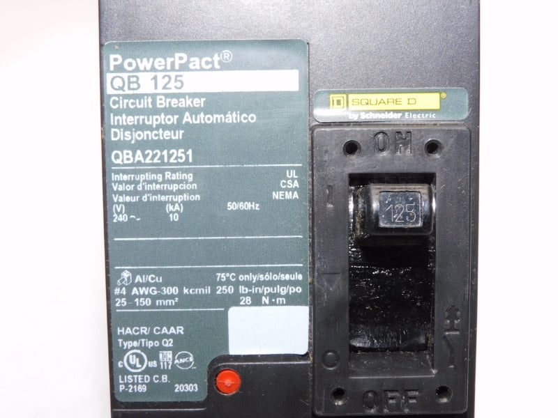 SQUARE D QBA221251 240V 125A NSMP