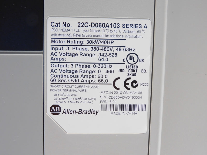 INDUSTRIAL SPARE PART 22C-D060A103 SER. A 342-528V 64.0A F/W 6.01 NSMP