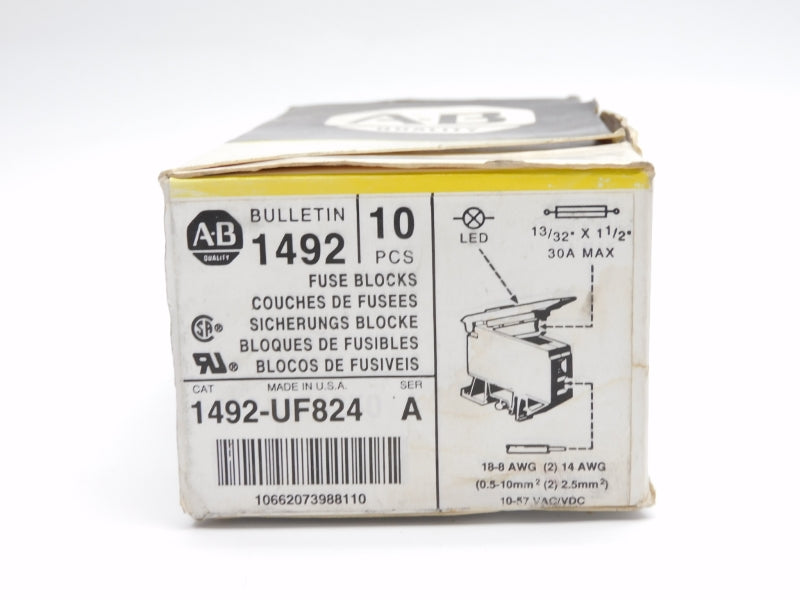 ALLEN BRADLEY 1492-UF824 SER. A 10-57VAC/DC 30A (PKG OF 10) (BK/YL) NSMP