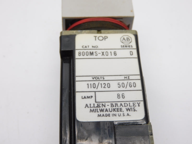 ALLEN BRADLEY 800MS-X016 SER. D 110/120V NSNP