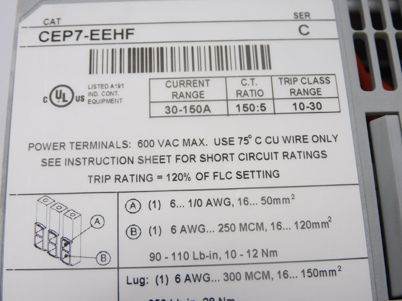 SPRECHER+SCHUH CEP7-EEHF SER. C 600VAC 30-150A NSMP