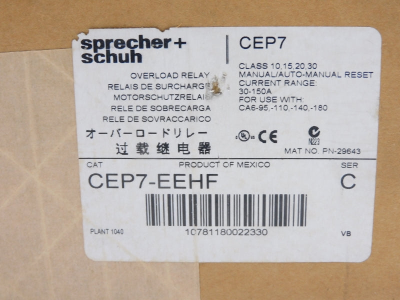 SPRECHER+SCHUH CEP7-EEHF SER. C 600VAC 30-150A NSMP