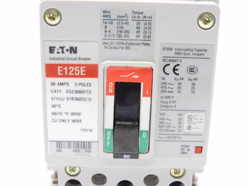 EATON EGE3080FFG SER. G 480VAC 80A NSMP