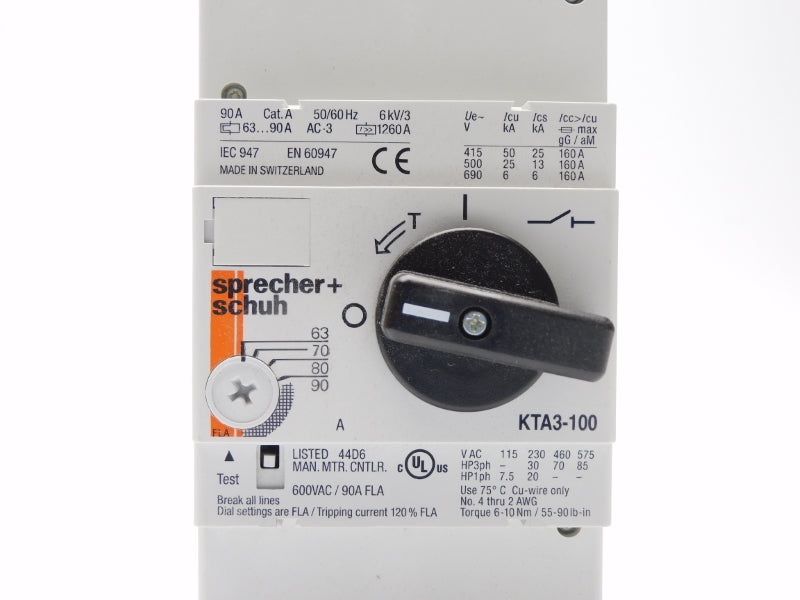 SPRECHER+SCHUH KTA3-100-90A 600VAC 63-90A NSMP