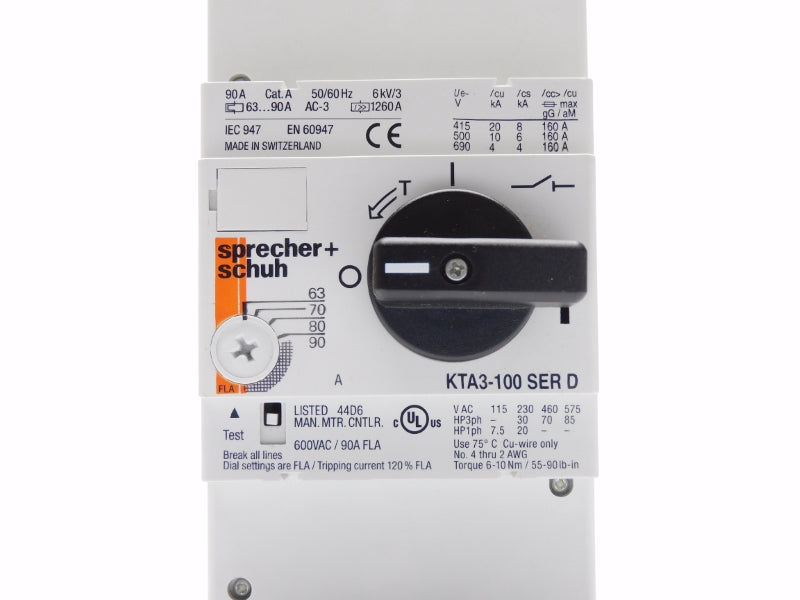 SPRECHER+SCHUH KTA3-100-90A SER. D 600VAC 63-90A NSMP