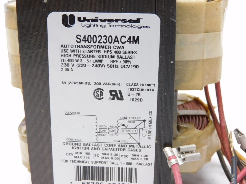 UNIVERSAL S400230AC4M-500C 230VAC 2.05A NSMP
