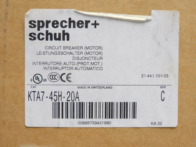 SPRECHER+SCHUH KTA7-45H-20A SER. C 690V 14.5-20A NSMP