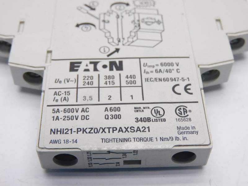 EATON NHI21-PKZ0 XTPAXSA21 600VAC 6A NSNP